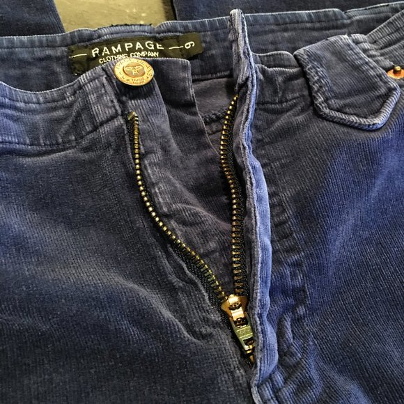 Vintage 90s Rampage Navy Velvet Low Rise Bootcut Jeans, Size 9 - Picture 9 of 16